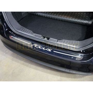Накладка на задний бампер лист зеркальный надпись Focus ТСС для Ford Focus 3 2011-