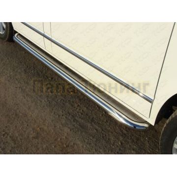 Пороги с площадкой нержавеющий лист 60 мм ТСС для Volkswagen Caravelle T6 2015-