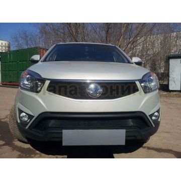 Защита радиатора черная верхняя РусСталь для SsangYong Actyon 2013-