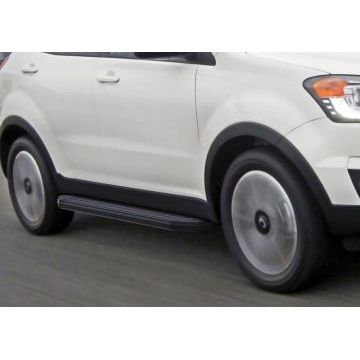 Пороги алюминиевые Rival Black-Premium для SsangYong Actyon 2010-