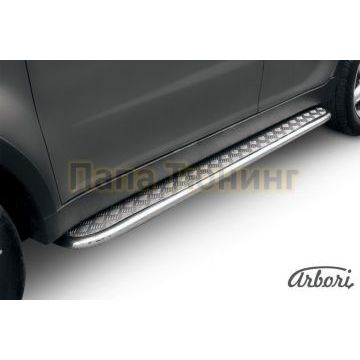 Пороги с площадкой алюминиевый лист 42 мм Slitkoff для SsangYong Actyon 2010- Пороги с площадкой алюминиевый лист 42 мм Slitkoff для SsangYong Actyon 2010-