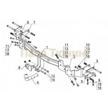 Фаркоп Avtos для Hyundai Santa Fe 2012-2015
