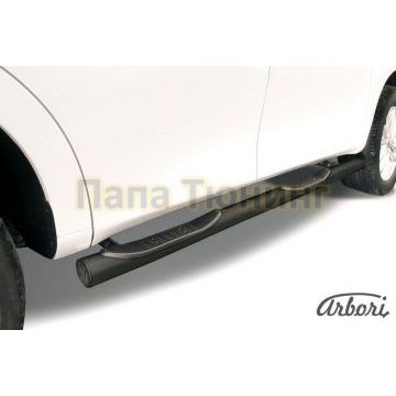 Пороги чёрная сталь труба с накладками 76 мм Slitkoff для Nissan Patrol 2010- Пороги чёрная сталь труба с накладками 76 мм Slitkoff для Nissan Patrol 2010-