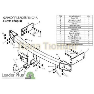 Фаркоп Лидер-Плюс для Kia Sorento 2006-2009