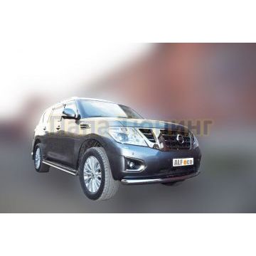 Защита переднего бампера 76 мм ALFeco для Nissan Patrol 2014-