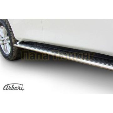 Защита штатных порогов труба 42 мм Slitkoff для Nissan Patrol 2010-