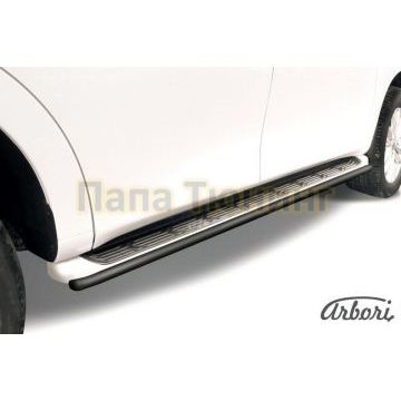 Защита штатных порогов чёрная сталь труба 42 мм Slitkoff для Nissan Patrol 2010-