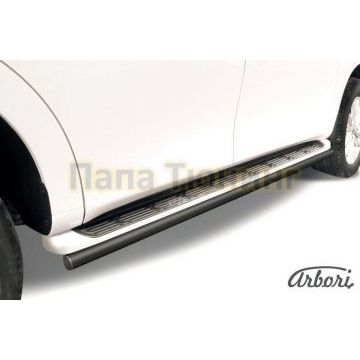 Защита штатных порогов чёрная сталь труба 57 мм Slitkoff для Nissan Patrol 2010-