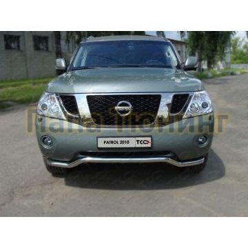 Защита переднего бампера кенгурин 60 мм ТСС для Nissan Patrol 2010-2013 Защита переднего бампера кенгурин 60 мм ТСС для Nissan Patrol 2010-2013