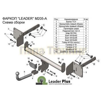 Фаркоп Лидер-Плюс для Mercedes ML W164 2005-2011