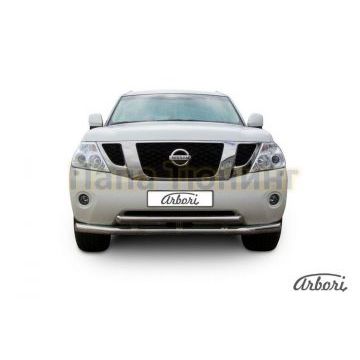 Защита передняя двойная 76-57 мм Slitkoff для Nissan Patrol 2010- Защита передняя двойная 76-57 мм Slitkoff для Nissan Patrol 2010-