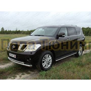 Защита передняя двойная 76-60 мм ТСС для Nissan Patrol 2010-2013 Защита передняя двойная 76-60 мм ТСС для Nissan Patrol 2010-2013