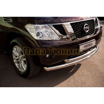 Защита передняя двойная d76-d57  РусСталь для Nissan Patrol 2010-2013