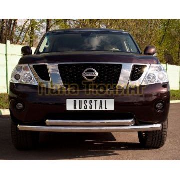 Защита передняя двойная 76-d76 РусСталь для Nissan Patrol 2010-2013