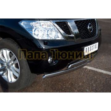 Защита передняя овальная двойная 75х42 мм РусСталь для Nissan Patrol 2010-2013