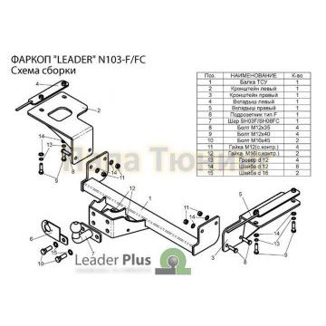 Фаркоп Лидер-Плюс для Nissan X-Trail 2007-2014