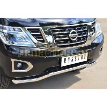 Защита переднего бампера d57 РусСталь для Nissan Patrol 2014-