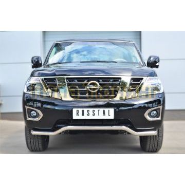 Защита переднего бампера d57 РусСталь для Nissan Patrol 2014-