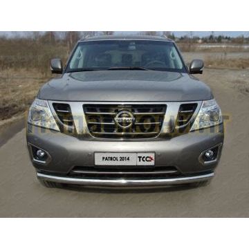 Защита переднего бампера 76 мм ТСС для Nissan Patrol 2014-