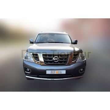 Защита переднего бампера 76 мм ALFeco для Nissan Patrol 2014-
