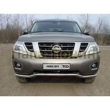 Защита переднего бампера кенгурин 60 мм ТСС для Nissan Patrol 2014-