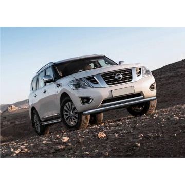 Защита передняя двойная 76-57 мм Rival для Nissan Patrol 2014-