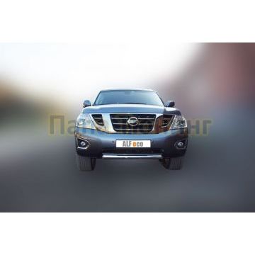 Защита передняя овальная 75х42 мм ALFeco для Nissan Patrol 2014-