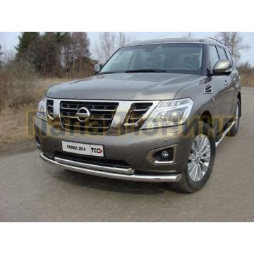 Защита передняя двойная 76-60 мм ТСС для Nissan Patrol 2014-