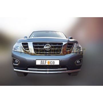 Защита передняя двойная 76-60 мм ALFeco для Nissan Patrol 2014-