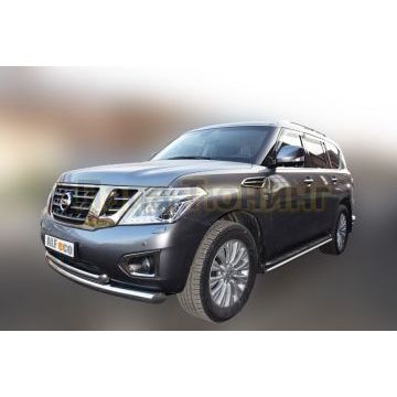 Защита передняя двойная 76-60 мм ALFeco для Nissan Patrol 2014-