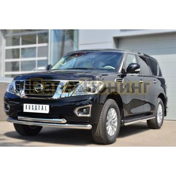 Защита передняя двойная 76-d76 РусСталь для Nissan Patrol 2014-