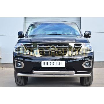 Защита передняя двойная 76-d76 РусСталь для Nissan Patrol 2014-