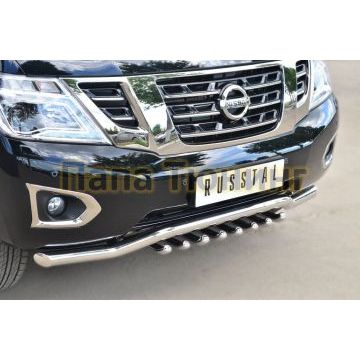 Защита передняя двойная с зубами d57-d42 РусСталь для Nissan Patrol 2014-