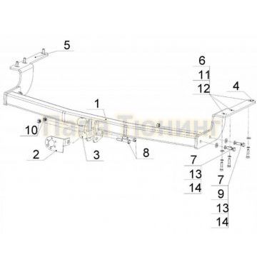 Фаркоп Avtos для Toyota Highlander 2007-2014