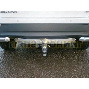 Фаркоп ТСС оцинкованный, надпись Highlander, шар E нержавеющий для Toyota Highlander 2017-2020