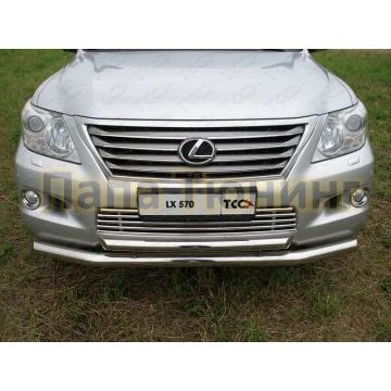 Защита передняя двойная 76-60 мм ТСС для Lexus LX-570 2007-2012 Защита передняя двойная 76-60 мм ТСС для Lexus LX-570 2007-2012