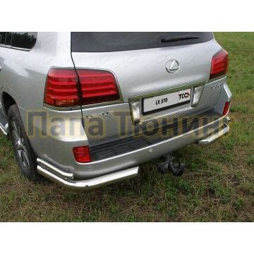 Защита задняя двойные уголки 76-42 мм ТСС для Lexus LX-570 2007-2012 Защита задняя двойные уголки 76-42 мм ТСС для Lexus LX-570 2007-2012