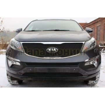 Защита радиатора черная верхняя РусСталь для Kia Sportage 2014-2015