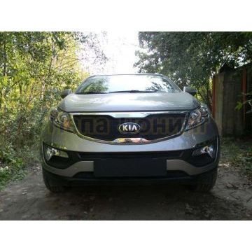 Защита радиатора черная верхняя РусСталь для Kia Sportage 2010-2014