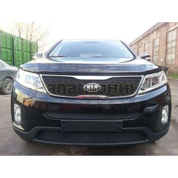 Защита радиатора черная верхняя РусСталь для Kia Sorento 2009-2012