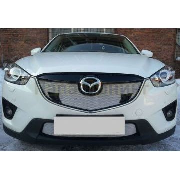 Защита радиатора хром верхняя с парктроником РусСталь для Mazda CX-5 2011-2015