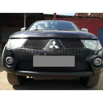 Защиты радиатора черные 2 штуки РусСталь для Mitsubishi L200 2006-2009