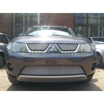 Защиты радиатора хром 2 шт. РусСталь для Mitsubishi Outlander 2006-2009