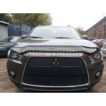Защиты радиатора черные 2 шт. РусСталь для Mitsubishi Outlander 2010-2012