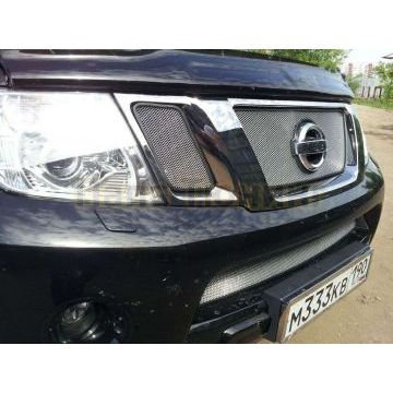 Защита радиатора хром верхняя РусСталь для Pathfinder/Navara 2010-2014