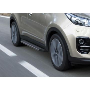 Пороги алюминиевые Rival Black-Premium для Hyundai Tucson 2015-2021/Kia Sportage 2015-2021