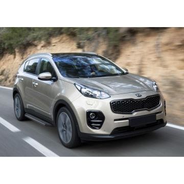 Пороги алюминиевые Rival Black-Premium для Hyundai Tucson 2015-2021/Kia Sportage 2015-2021