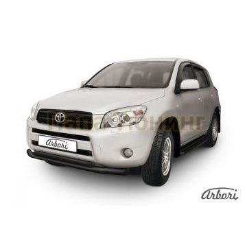 Защита передняя чёрная сталь двойная 76-57 мм Slitkoff для Toyota RAV4 2006-2009 Защита передняя чёрная сталь двойная 76-57 мм Slitkoff для Toyota RAV4 2006-2009