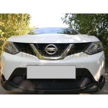 Защита радиатора черная с парктроником РусСталь для Nissan Qashqai 2014-2019
