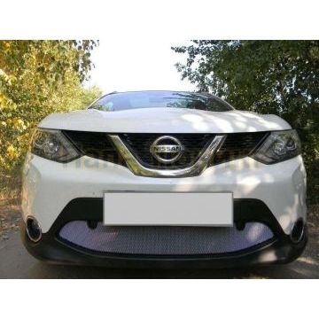 Защита радиатора хром с парктроником РусСталь для Nissan Qashqai 2014-2019